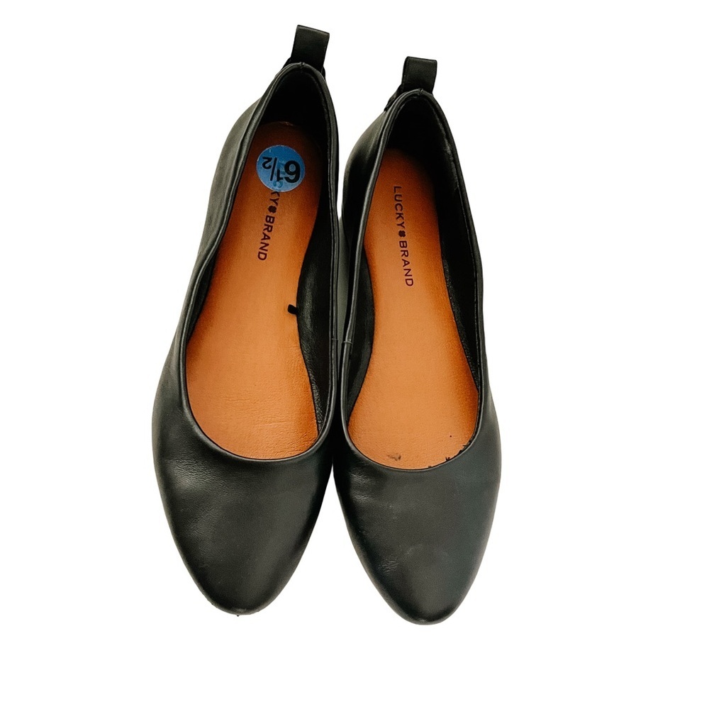 New Black Lucky Brand Leather Ballet Flats womens 6.5 - Picture 2 of 4